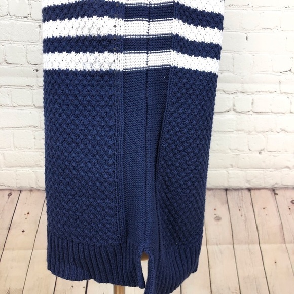 Madison Jules Crew Neck Long Slv Sweater Navy/Wht - Picture 4 of 6